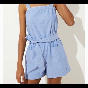 NWT Loft Beach Chambray Scallop Romper